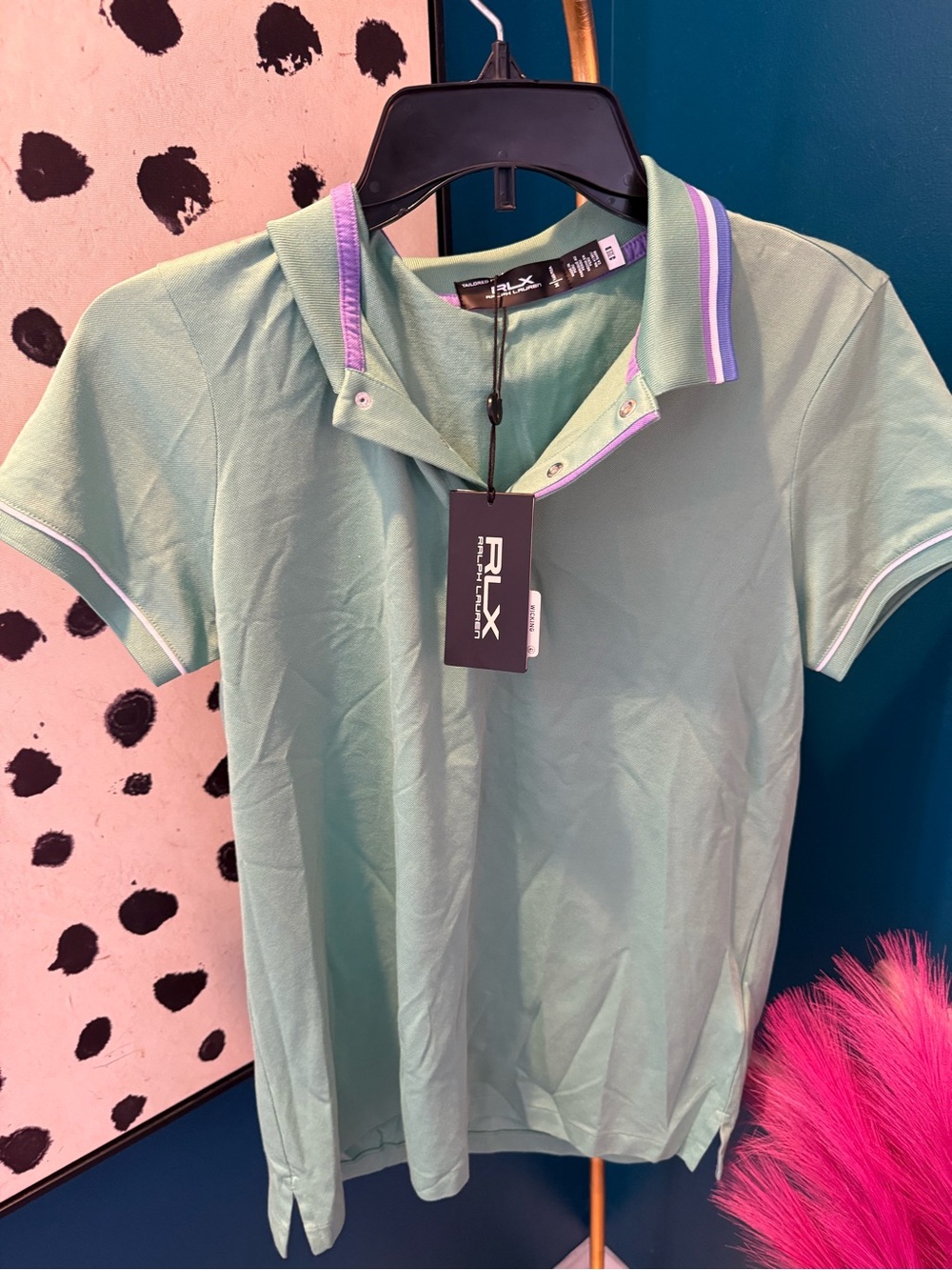 Ralph Lauren Mint Green Polo with Purple Trim